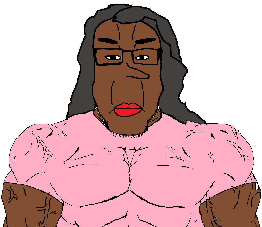 chudjak, markiplier soyjak, chudjak front, chudplier, muscular chud, black hair, brown skin, buff, hair, kleki