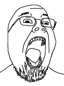 bernd, gapejak, fusionjaks, bald, eyebrows, glasses, merge, open mouth, stubble, teeth