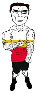 chudjak, chudjak front, unbotheredchud, arm, buff, closed mouth, clothes, country, ear, flag