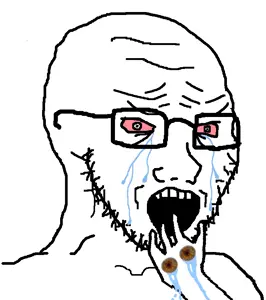soyak, bloodshot eyes, crying, crying hands, glasses, hands, open mouth, soyjak, stubble