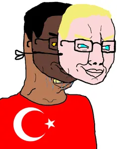 chudjak, aryan, a10 eyes, black hair, blonde hair, blue hair, brown, brown skin, closed mouth, crying