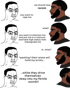 black tradcath, yes chad, chudjak, black skin, fantasy, gay, racism