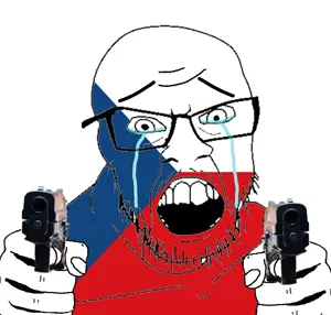feraljak, country, countrywar, crying, czechia, flag, glasses, gun, hair, hands