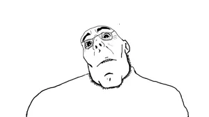 acejak, biting lip, glasses, horny, soyjak, stubble, wide eyes
