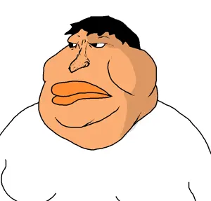 meximutt, bald, black hair, brown skin, chin, closed mouth, crooked nose, double chin, fat, frown