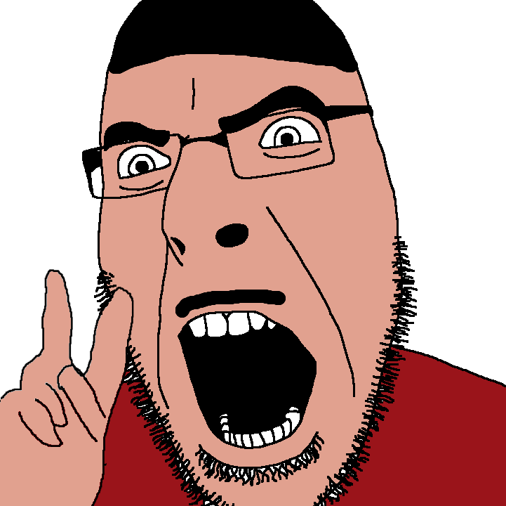 cobson, 1soyjak, black hair, clothes, glasses, hair, hand, hands, looking to the left, mustache