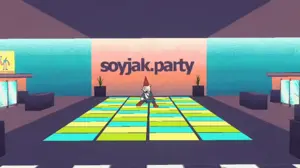 gemmy nutz, impish soyak ears, 3d, animated, beard, dance, disco, gnome, soyjak party, text