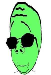 gapejak, rand, wholesome soyjak, glowie, big brain, brainful, distorted, glasses, glowing, green skin