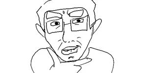 soyjakfan01, chudjak, unknown, art, biting lip, chud, drawfag, drawing, ear, eyebrows