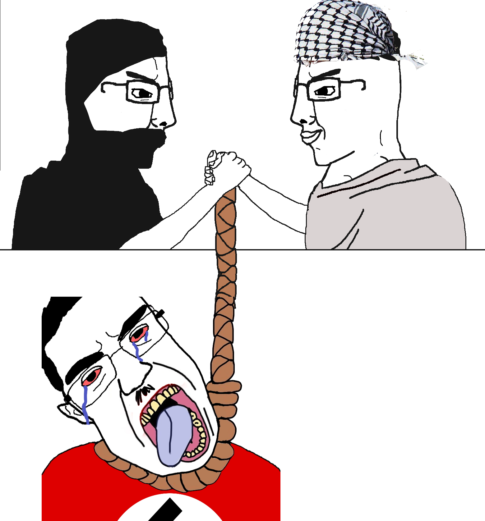 chudjak, chudjak front, /pol/, 3soyjaks, anti fascist, antifa, bloodshot eyes, clothes, crying, flag