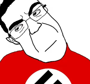chudjak, patrick, chud, closed mouth, concerned, confused, eyebrows, glasses, hair, nazism