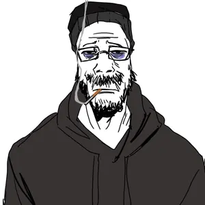 doomer wojak, wojak, markiplier soyjak, art, beanie, cigarette, clothes, doomer, eyebags, glasses