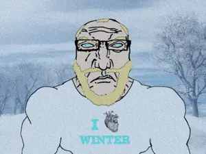 markiplier soyjak, muscular science lover, science lover, aryan, a10 eyes, background, blonde hair, hair, i heart, snow