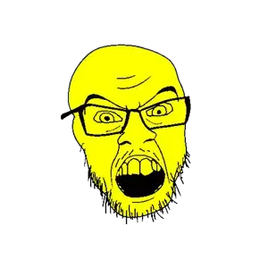 feraljak, angry, god, looking at you, megami tensei, mustache, no body, open mouth, soyjak, stubble