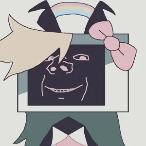 ruby, gapejak, wholesome soyjak, aryan, a10 eyes, blonde hair, bow, fpegem, hair, rainbow