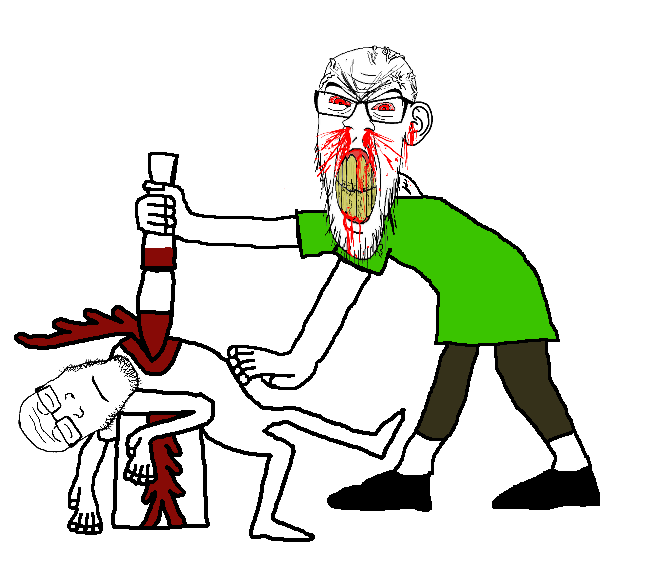 feraljak, markiplier soyjak, feralrage, neutralplier, aztec, bleeding wound, blood, bloodshot eyes, clenched teeth, closed eyes