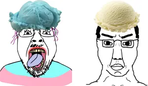 bernd, chudjak, food, glasses, hair, ice cream, pink hair, stubble, tranny