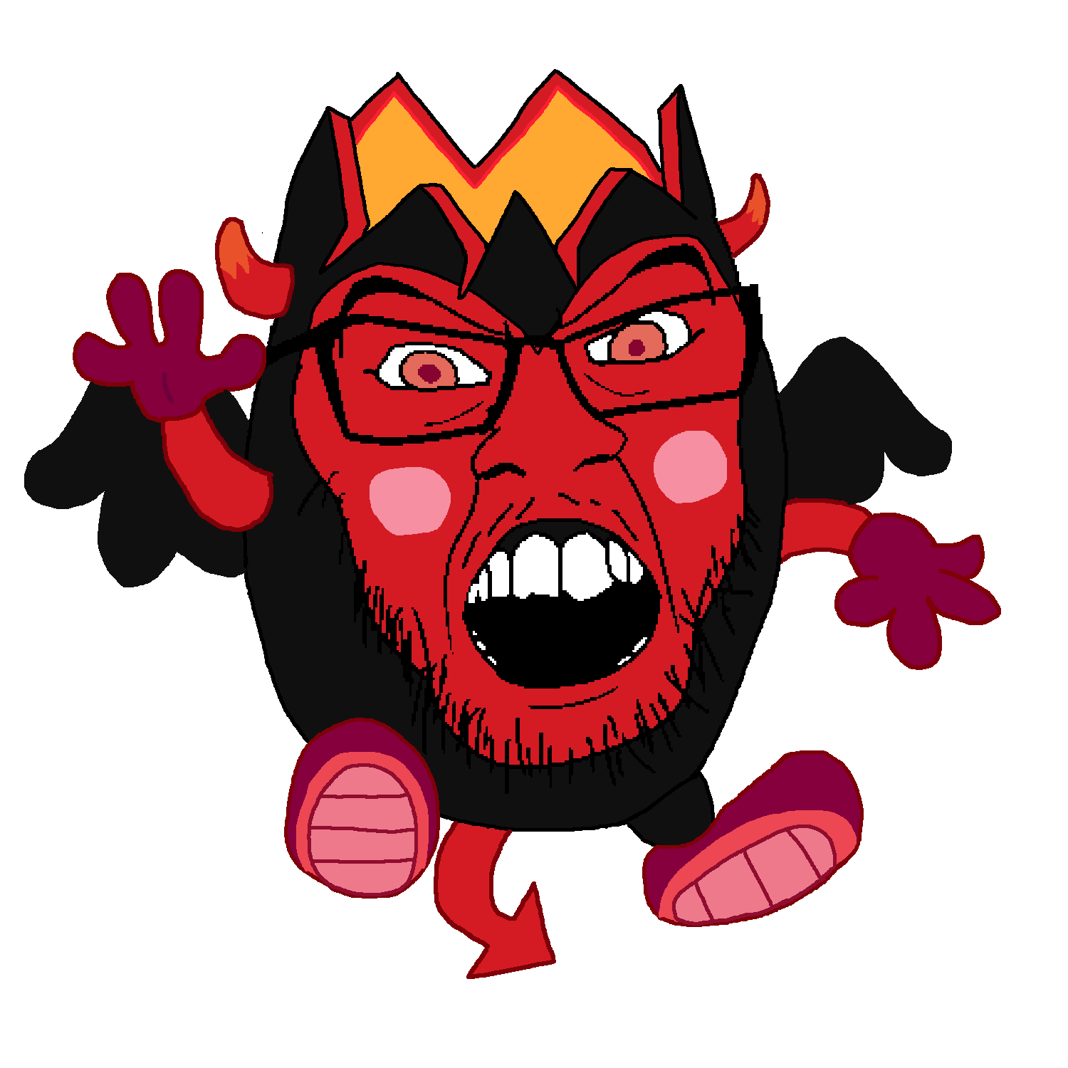 feraljak, angry, demon, demon horns, full body, glasses, horns, looking at you, moshi monsters, open mouth