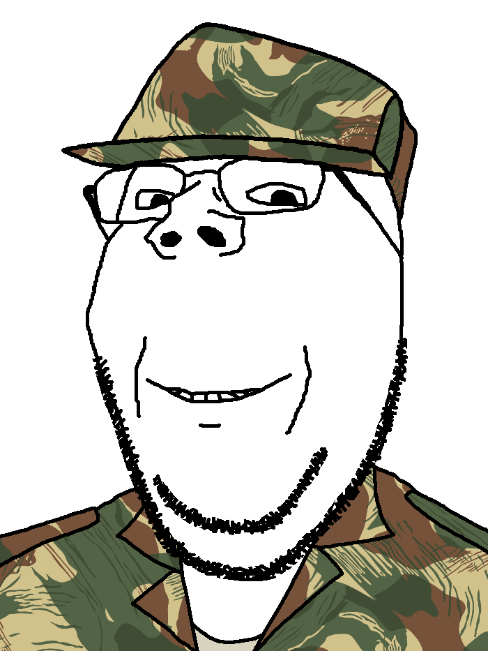 gapejak, wholesome soyjak, 1soyjak, black eyes, clothes, glasses, hat, military uniform, nose, nostrils