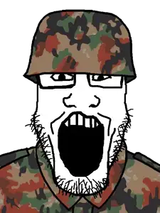 markiplier soyjak, alpenflage, camouflage, glasses, military uniform, stubble