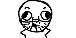 cirrus, beard, chibi, cross eyed, drawfag, ear, glasses, open mouth, soyjak, stubble