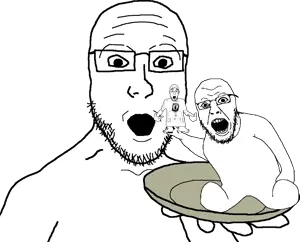 ignatius, impish soyak ears, platejak, shirtjak, tewi, yurjak, zoomer on computer, arm, beard, cup