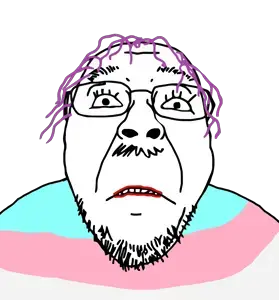 bernd, clothes, flag, glasses, mustache, purple hair, sad, soyjak, stubble, tranny