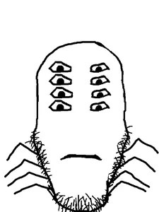 markiplier soyjak, neutralplier, 1soyjak, animal, arachnid, bald, black eyes, bug, closed mouth, eyes