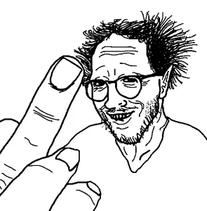 thunderf00t, glasses, hair, middle finger, mustache, smile, soyjak, stubble