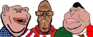impish soyak ears, markiplier soyjak, meximutt, tony soprano soyjak, euromutt, impish amerimutt, euromutt, canada, mexico, mutt trio