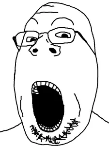 gapejak, big head, distorted, stubble, white background