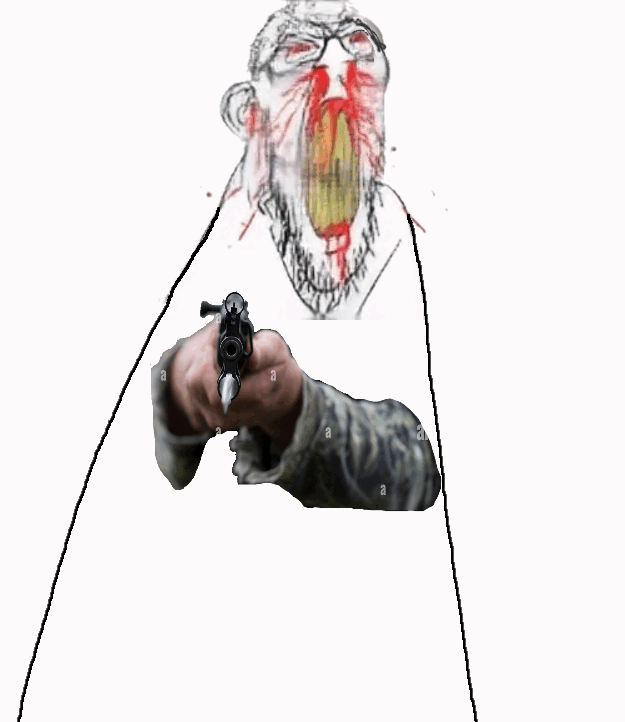 feraljak, feralrage, angry, animated, arm, blood, bloodshot eyes, clenched teeth, ear, firearm