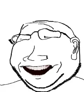 pepe, pepelaugh, gapejak, massjak, wholesome soyjak, animated, closed eyes, ear, eyebrows, forehead lines