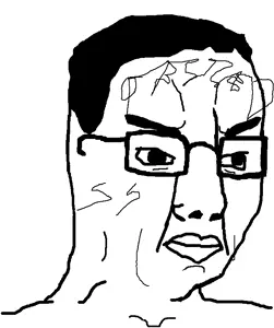 chudjak, chud, closed mouth, glasses, hair, nazism, obsessed, schutzstaffel, white background
