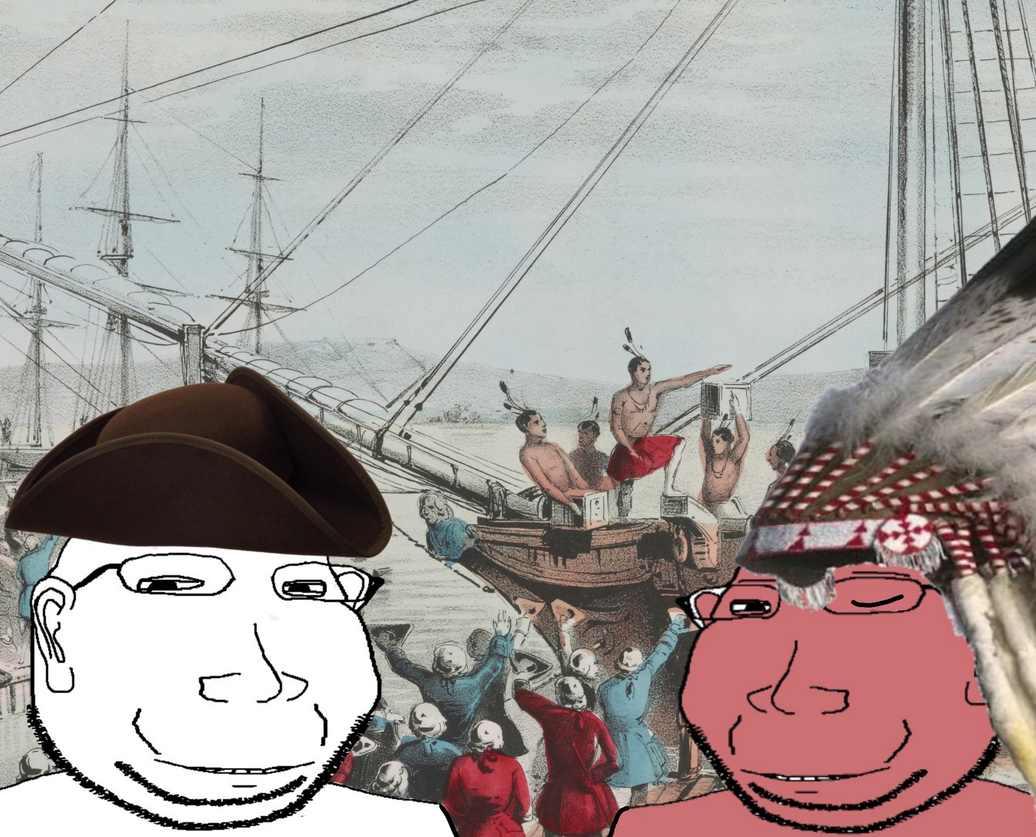 gapejak, massjak, wholesome soyjak, 2soyjaks, christopher columbus, clothes, colonization, ear, eyelids, glasses