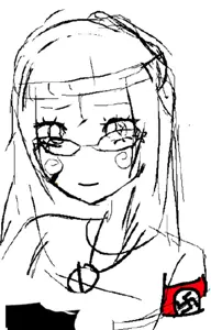 soytan, avengers, beanie, blue eyes, blush, brown shirt, clothes, cute, cute girl, drink