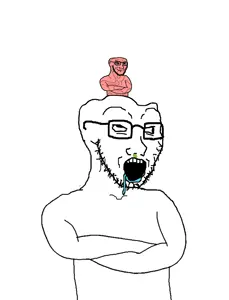 soyak, brain, brainlet, crossed arms, glasses, nose, retarded, small brain, smug, stubble