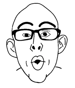 nojak, 1soyjak, bushy eyebrows, ear, glasses, monochrome, open mouth, soyjak, uncolored skin