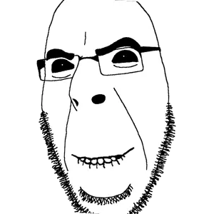 cobson, hornyson, bald, biting lip, black eyes, black sclera, glasses, head, horny, soyjak