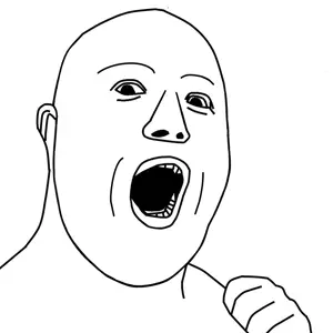 hot sauce, 1soyjak, bald, black eyes, ear, hands, looking at you, monochrome, no beard, no glasses