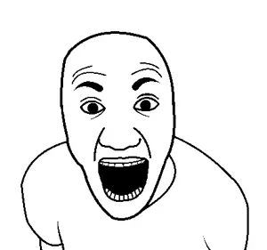 el perro rabioso, 1soyjak, arm, bald, clothes, monochrome, no beard, open mouth, soyjak, tshirt