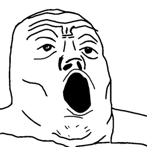 tony soprano soyjak, 1soyjak, bald, black eyes, forehead lines, gaping mouth, looking to the right, monochrome, no glasses, open eyes
