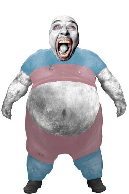 boomer (left 4 dead), bernd, bernd schmidt, bloodshot eyes, clothes, crying, fat, lipstick, looking up, obese