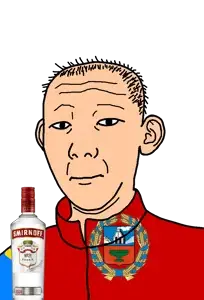 kuzjak, 1864, alcohol, altai krai, bottle, closed mouth, clothes, drink, ear, flag