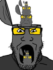 markiplier soyjak, angry, arm, closed mouth, glasses, gray skin, hands, head box, multiple soyjaks, open mouth