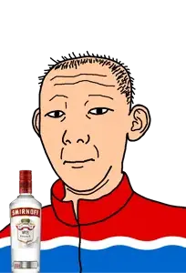 kuzjak, 1864, alcohol, amur oblast, bottle, closed mouth, clothes, drink, ear, flag