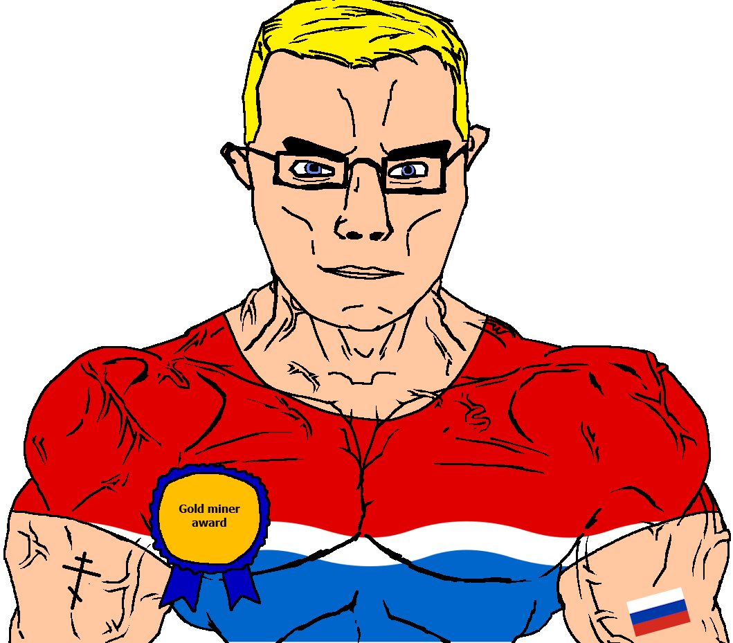 chudjak, chudjak front, muscular chud, amur oblast, arm, award, blonde hair, blue eyes, buff, closed mouth