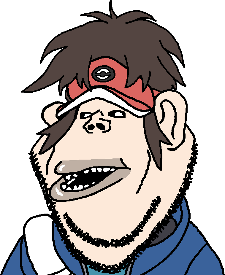 nate higgers, impish soyak ears, impish amerimutt, natejak, black sclera, blue shirt, brown hair, clothes, hair, hat