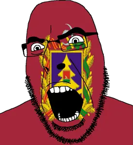 cobson, bryansk oblast, communism, flag, full head, glasses, hair, hammer, hammer and sickle, looking to the right