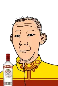 kuzjak, 1864, alcohol, bottle, chuvashia, closed mouth, clothes, drink, ear, flag